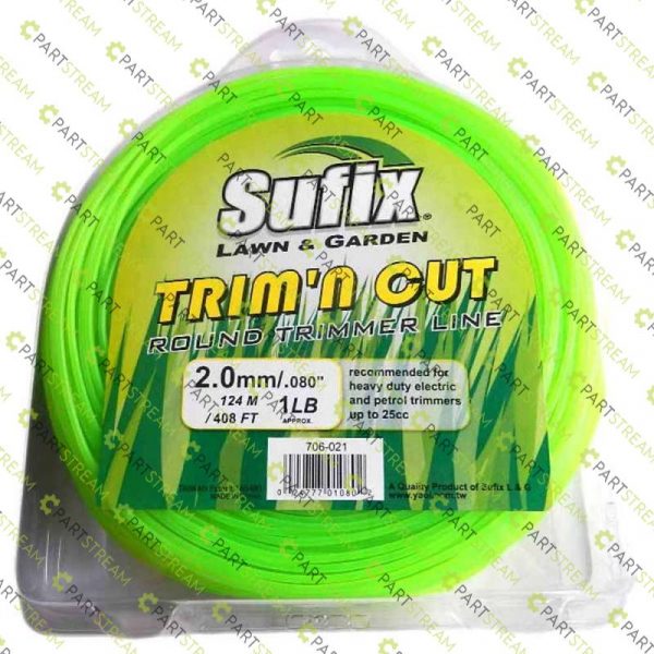 lawn mower SUFIX ROUND NYLON 1LB CLAMSHELL .080 (2.0MM) GREEN » Trimmer Line