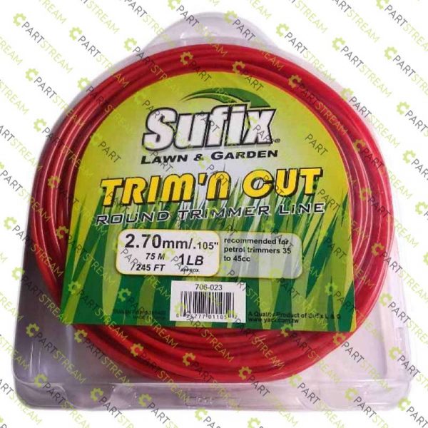 lawn mower SUFIX ROUND NYLON 1LB CLAMSHELL .105 (2.7MM) RED » Trimmer Line