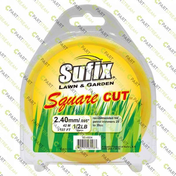 lawn mower SUFIX SQUARE NYLON 1/2LB CLAMSHELL .095 (2.4MM) » Trimmer Line