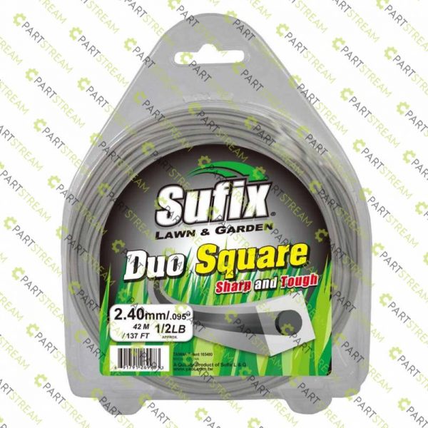 lawn mower SUFIX DUO SQUARE NYLON 1/2LB CLAMSHELL .095 (2.4MM) » Trimmer Line