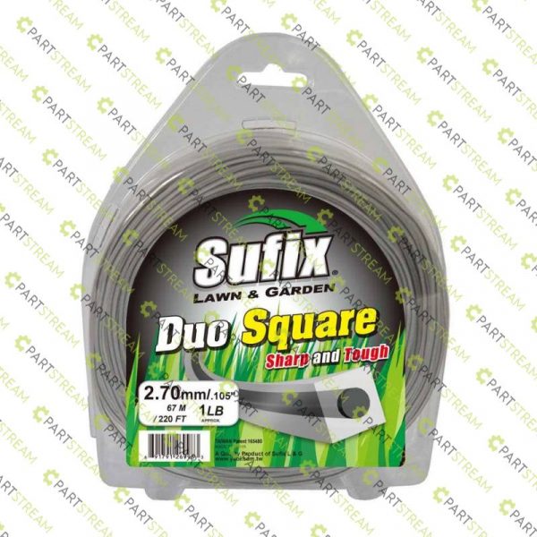 lawn mower SUFIX DUO SQUARE NYLON 1LB CLAMSHELL .105 (2.7MM) » Trimmer Line